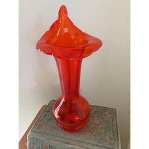 Gorgeous Amberina Jack in the Pulpit Art Glass Vase Hand Blown 8.5” Tall
